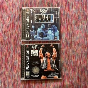 Vintage WWF PlayStation games. Smackdown and Warzone